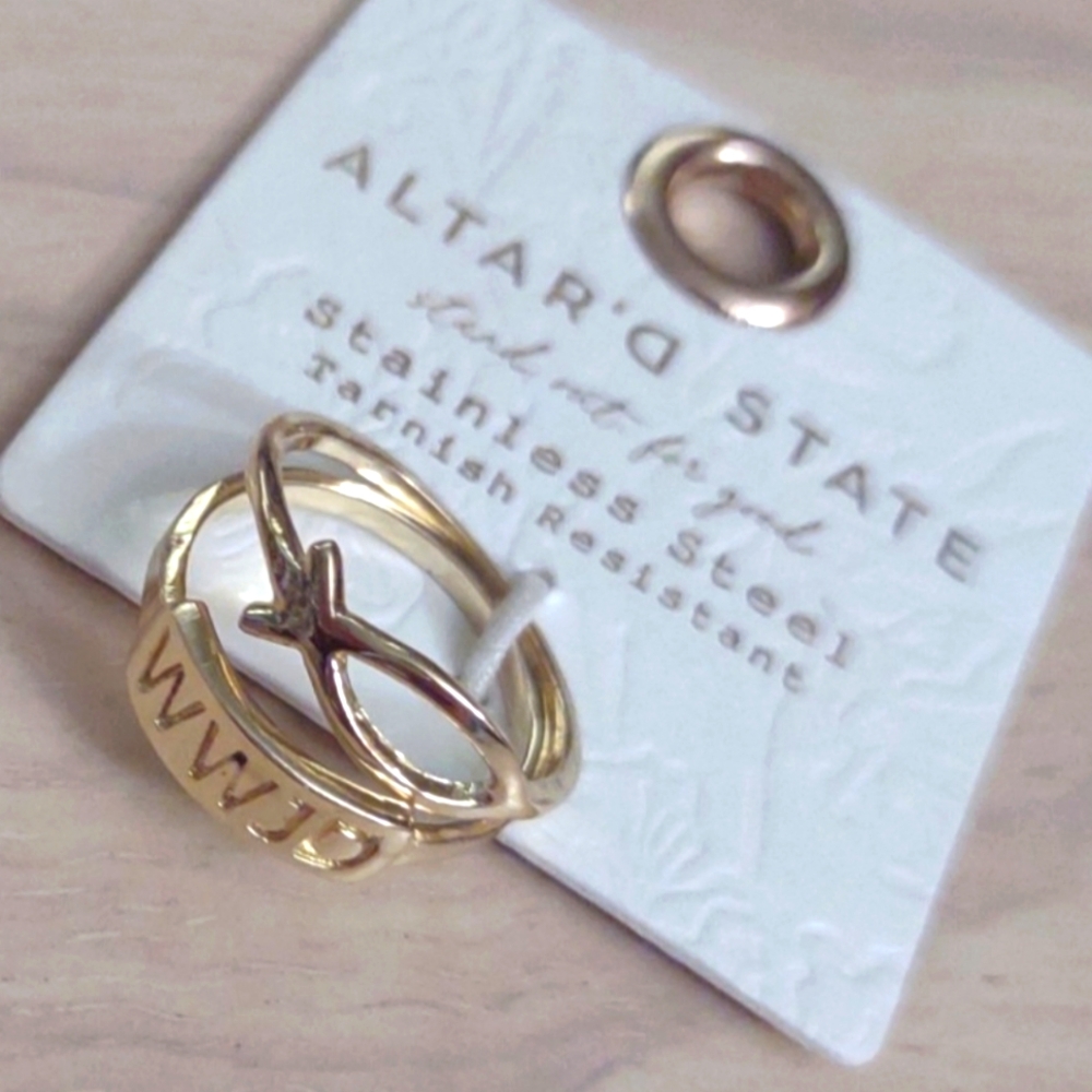 Altar'd State Gold Stainless Steel Ring Set